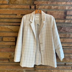 Madewell Oversized Linen Blazer in Windowpane